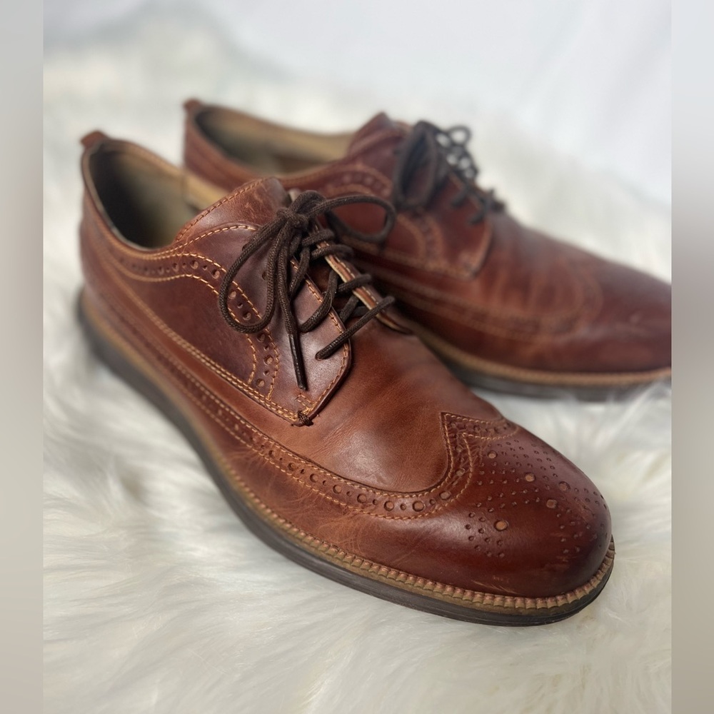 Cole Haan Men’s Grand Os Brown Leather Lace-up Loafers - Size 8.5